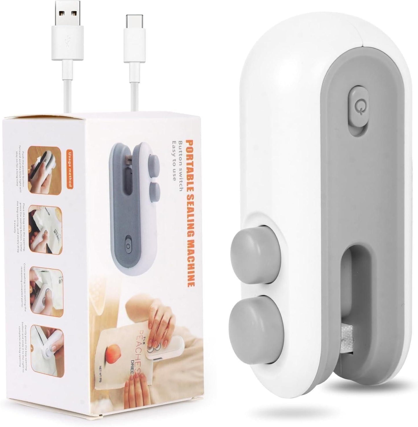 Portable Mini Sealing Machine 2 in 1 USB Rechargeable.