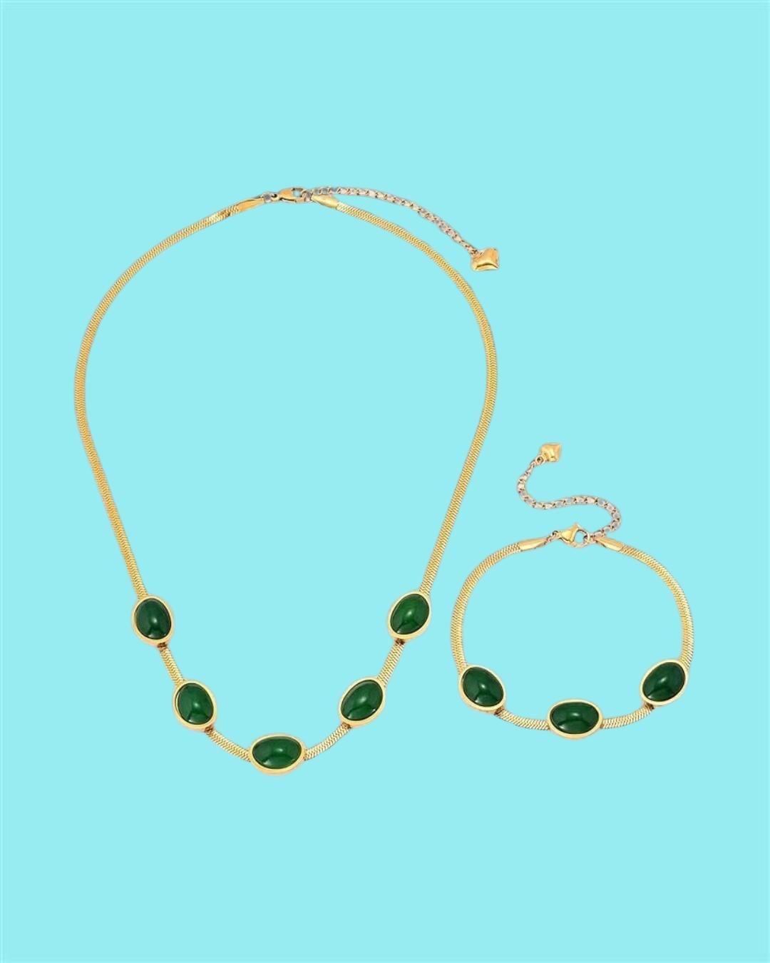 Crystal Pendant Necklace Set With Bracelet | Vendexi