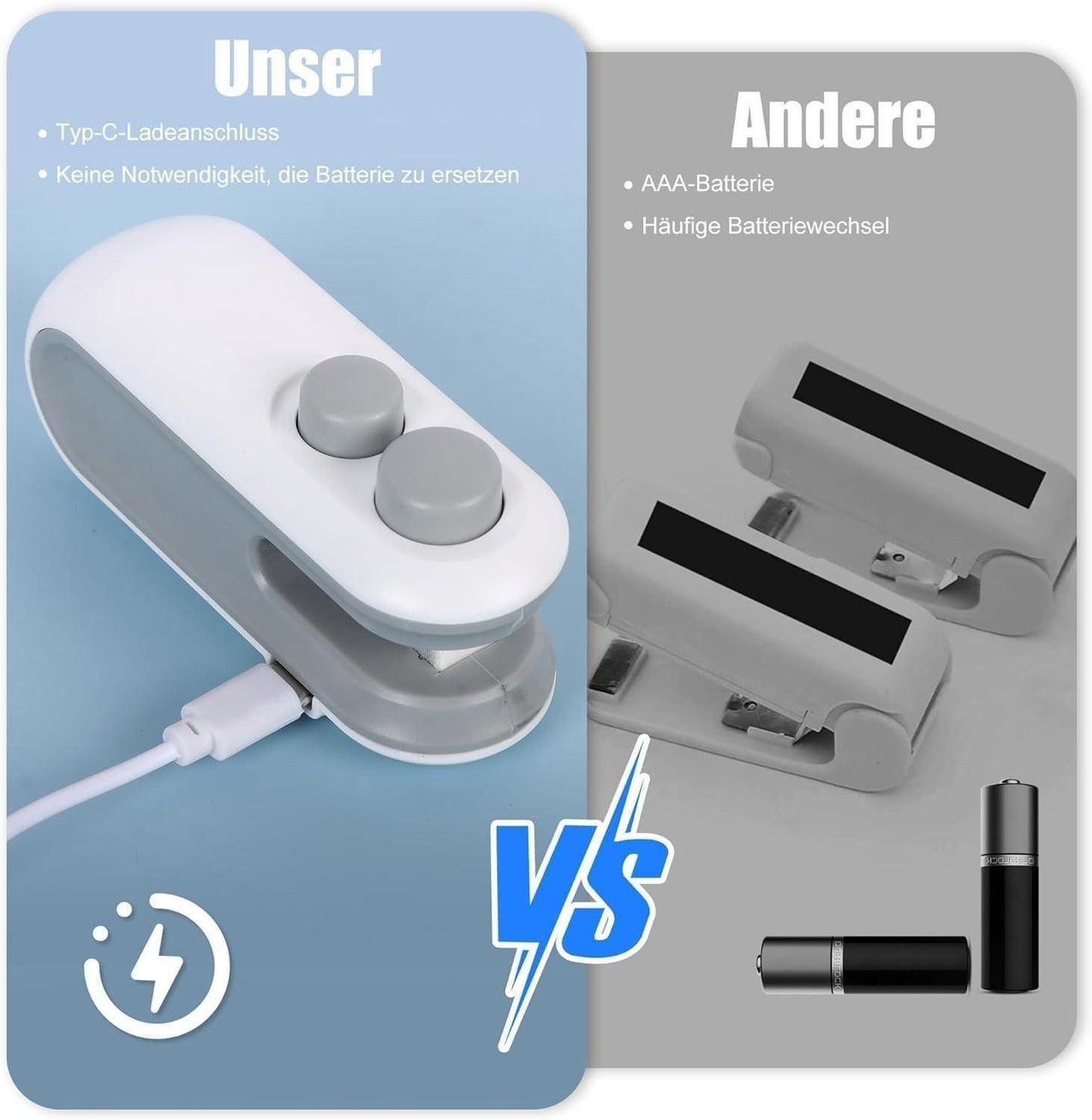 Portable Mini Sealing Machine 2 in 1 USB Rechargeable.