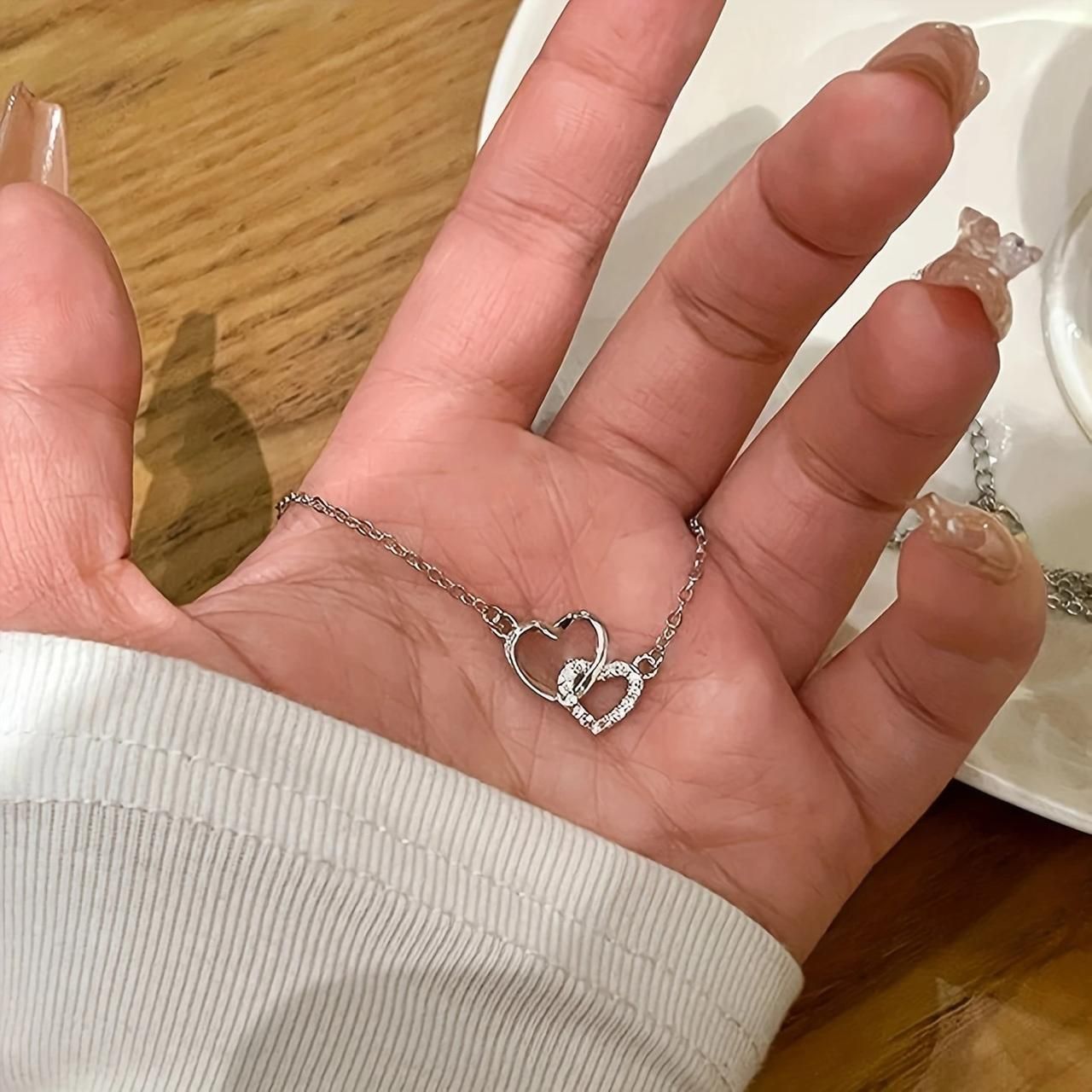Women's Dual Heart Pendant with Chain Micro Plating | Vendexi