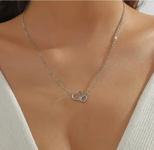 Women's Dual Heart Pendant with Chain Micro Plating | Vendexi