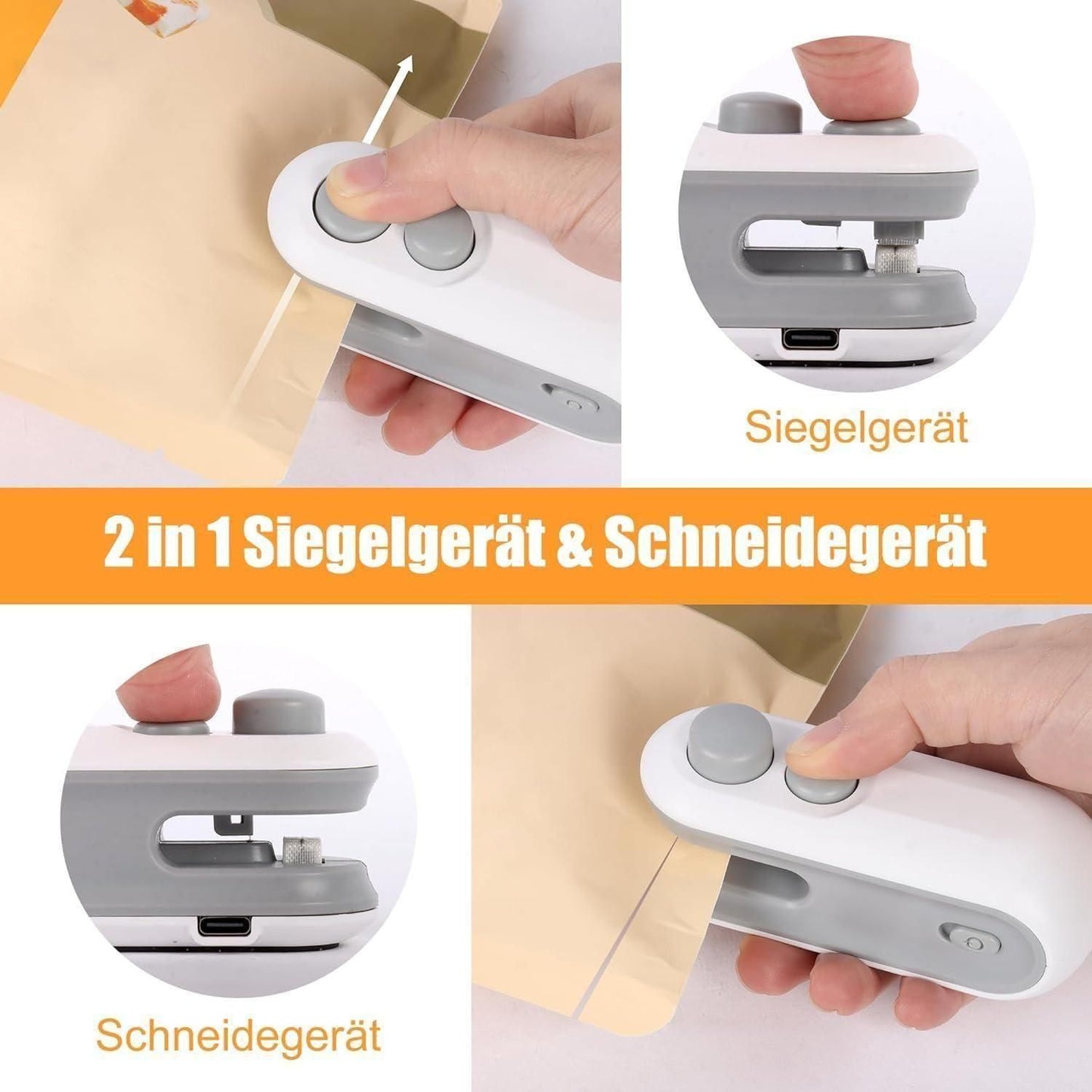 Portable Mini Sealing Machine 2 in 1 USB Rechargeable.